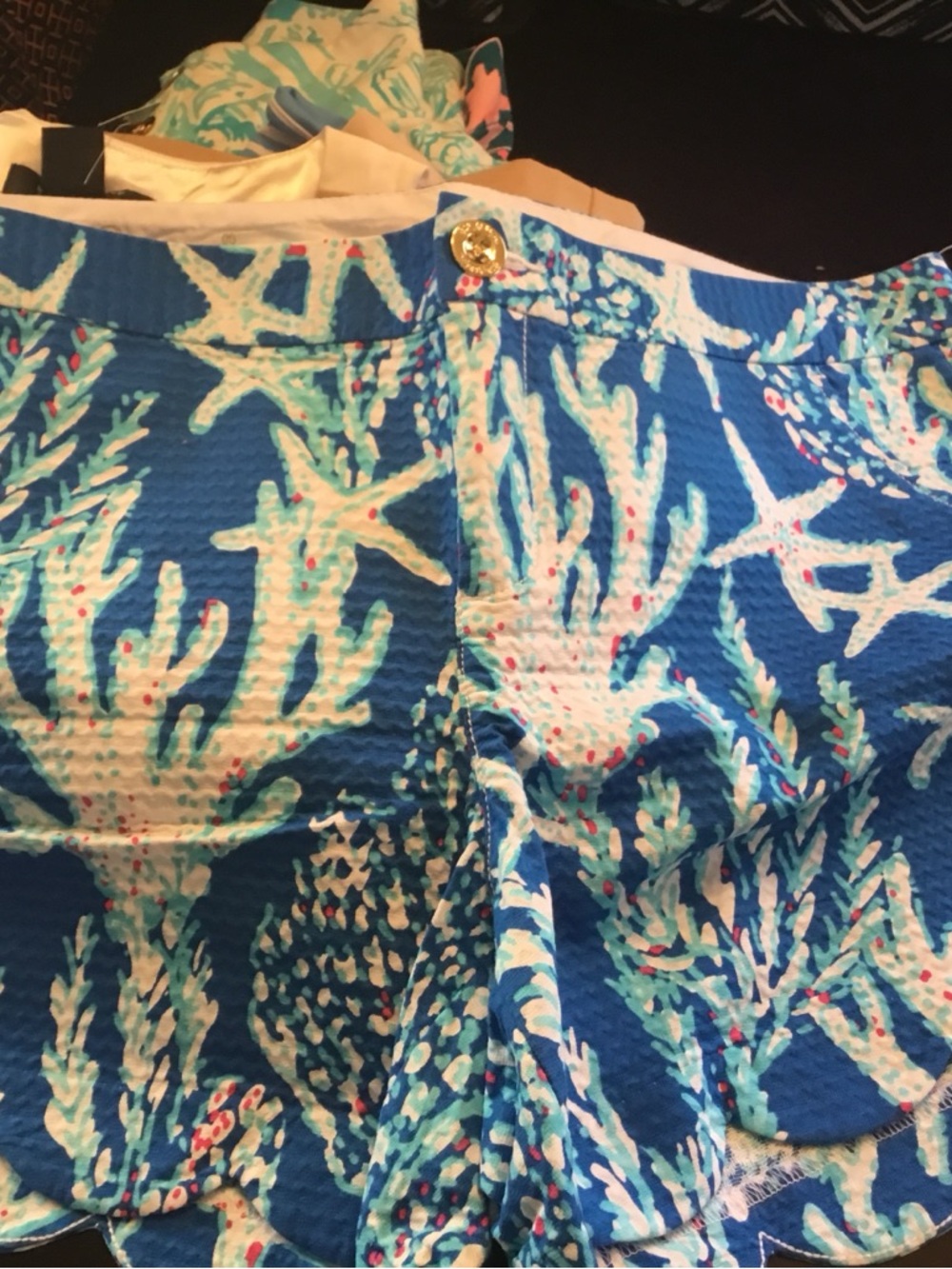 Lilly Pulitzer Blue Coral-Print Skort with Mint and Pink Accents